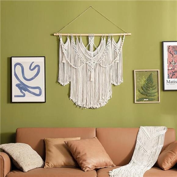 Macrame Wall Hanging Boho Home Decor Chic Woven Decoration Bedroom Living Room - Picture 3 of 7